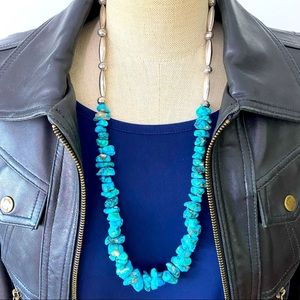 Vintage Navajo Turquoise Nugget and Silver Necklace